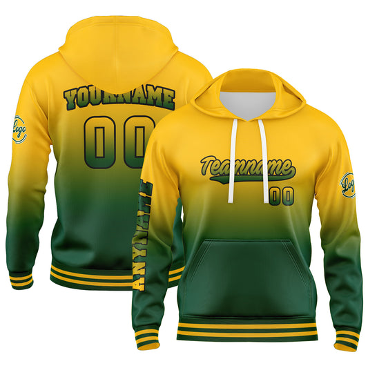 Benutzerdefiniert Grün Gelb Hoodie Personalisiert Männer Pullover Hoodie Gedruckt Team Name Number Logo für Frauen