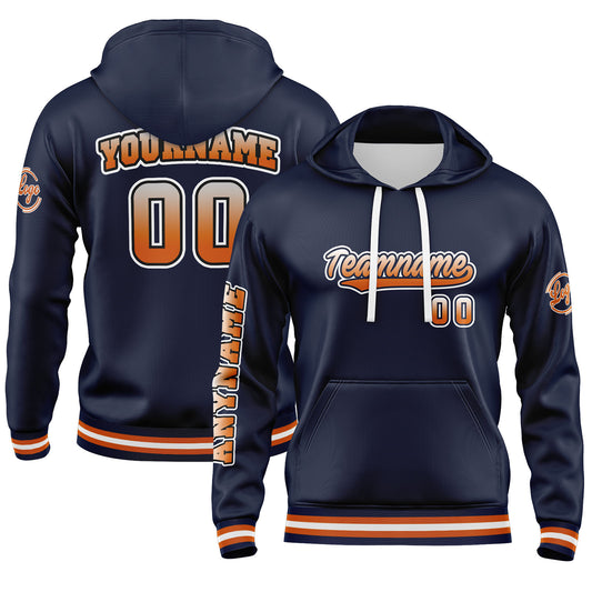 Benutzerdefiniert Marine Orange Hoodie Personalisiert Männer Pullover Hoodie Gedruckt Team Name Number Logo für Frauen
