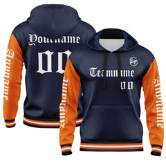 Benutzerdefiniert Marine Orange Hoodie Personalisiert Männer Pullover Hoodie Gedruckt Team Name Number Logo für Frauen