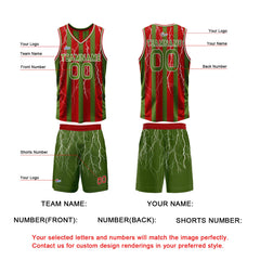 Benutzerdefinierte Rot Grün Reversible Basketball Jersey Personalisierte Print Name Nummer Logo