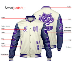Maßgeschneiderte Rosa Lila Letterman Varsity Jacket Individuelle Stickerei Druck nach Ihrem Wunsch