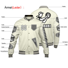 Maßgeschneiderte Weiß Letterman Varsity Jacket Individuelle Stickerei Druck nach Ihrem Wunsch