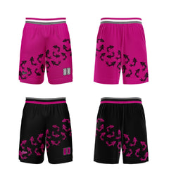 Benutzerdefinierte Pflaume Rosa Schwarz Reversible Basketball Jersey Personalisierte Print Name Nummer Logo