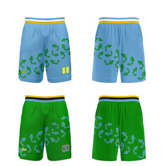 Benutzerdefinierte Blau Grün Reversible Basketball Jersey Personalisierte Print Name Nummer Logo