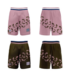 Benutzerdefinierte Rosa Braun Reversible Basketball Jersey Personalisierte Print Name Nummer Logo