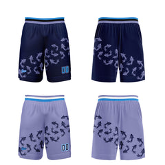 Benutzerdefinierte Blau Lila Reversible Basketball Jersey Personalisierte Print Name Nummer Logo