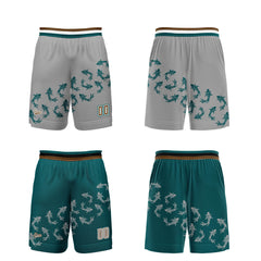 Benutzerdefinierte Grau Grün Reversible Basketball Jersey Personalisierte Print Name Nummer Logo