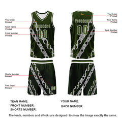 Benutzerdefinierter Olivengrün Basketball Jersey Uniform Anzug gedruckt Ihr Logo Name Nummer