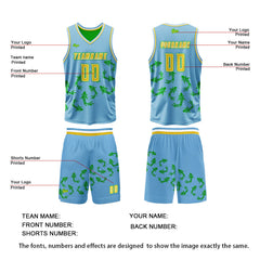 Benutzerdefinierte Blau Grün Reversible Basketball Jersey Personalisierte Print Name Nummer Logo