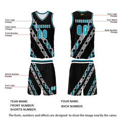 Benutzerdefinierter Schwarz Blau Basketball Jersey Uniform Anzug gedruckt Ihr Logo Name Nummer