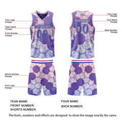 Benutzerdefinierte Blau Lila Reversible Basketball Jersey Personalisierte Print Name Nummer Logo