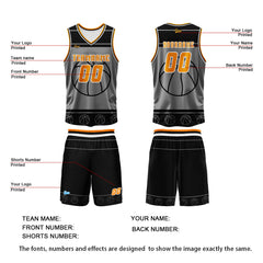 Benutzerdefinierter Weiß Orange Basketball Jersey Uniform Anzug gedruckt Ihr Logo Name Nummer