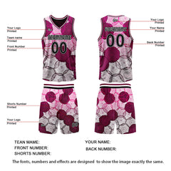 Benutzerdefinierte Rosa Rot Reversible Basketball Jersey Personalisierte Print Name Nummer Logo