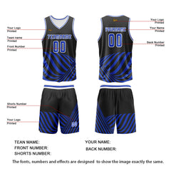 Benutzerdefinierter Blau Basketball Jersey Uniform Anzug gedruckt Ihr Logo Name Nummer