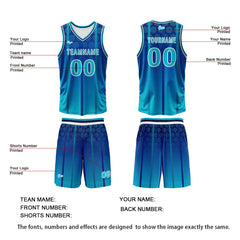 Benutzerdefinierter Blau Basketball Jersey Uniform Anzug gedruckt Ihr Logo Name Nummer