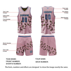 Benutzerdefinierte Rosa Braun Reversible Basketball Jersey Personalisierte Print Name Nummer Logo