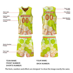 Benutzerdefinierte Grün Orange Reversible Basketball Jersey Personalisierte Print Name Nummer Logo