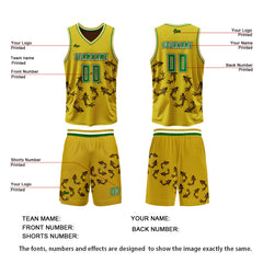 Benutzerdefinierte Gelb Braun Reversible Basketball Jersey Personalisierte Print Name Nummer Logo