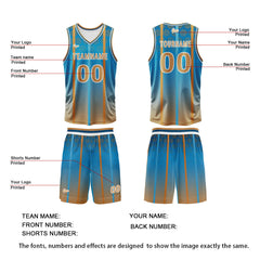 Benutzerdefinierter Blau Braun Basketball Jersey Uniform Anzug gedruckt Ihr Logo Name Nummer