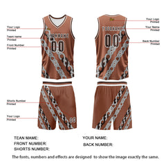 Benutzerdefinierter Braun Basketball Jersey Uniform Anzug gedruckt Ihr Logo Name Nummer