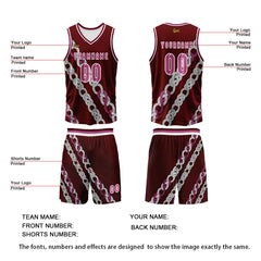 Benutzerdefinierter Rosa Rot Basketball Jersey Uniform Anzug gedruckt Ihr Logo Name Nummer