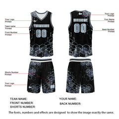Benutzerdefinierter Grau Blau Basketball Jersey Uniform Anzug gedruckt Ihr Logo Name Nummer