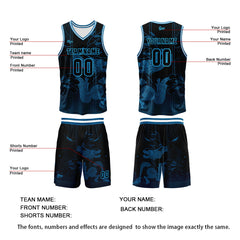 Benutzerdefinierte Blau Reversible Basketball Jersey Personalisierte Print Name Nummer Logo