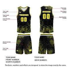 Benutzerdefinierter Gelb Basketball Jersey Uniform Anzug gedruckt Ihr Logo Name Nummer