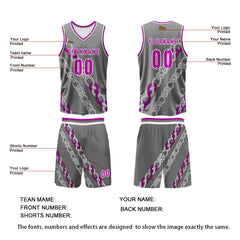 Benutzerdefinierter Aschenpulver Basketball Jersey Uniform Anzug gedruckt Ihr Logo Name Nummer