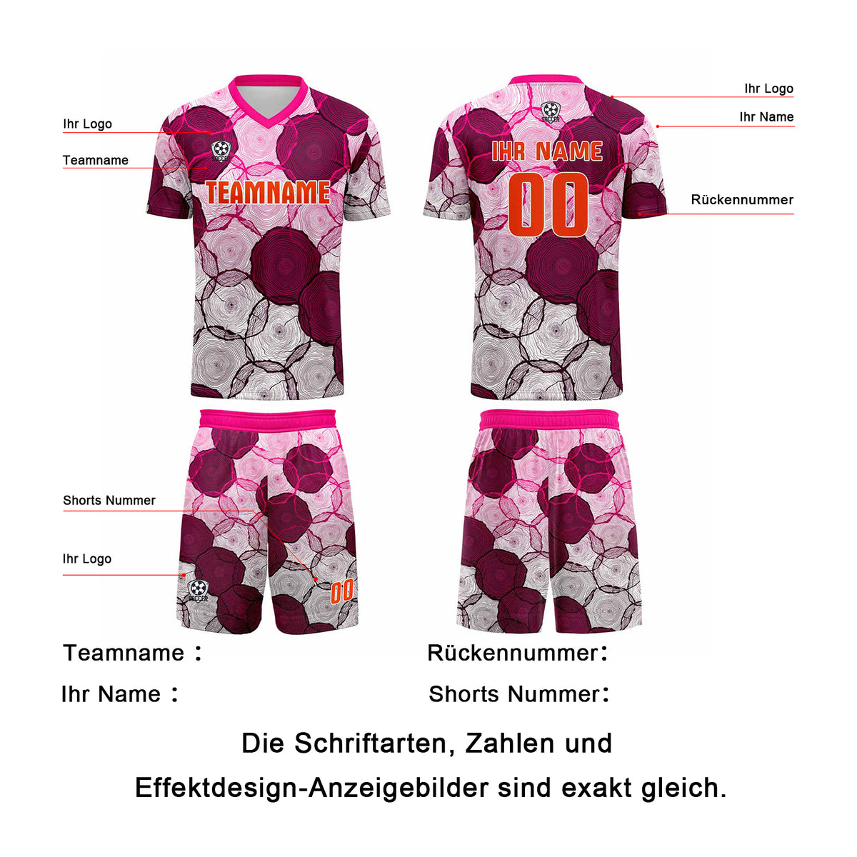 Benutzerdefinierte Dunkel Lila Rosa Trikots für Männer Frauen Personalisierte Fußball Uniformen für Erwachsene und Kind