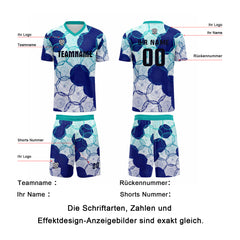 Benutzerdefinierte Cyan Blau Gradient Trikots für Männer Frauen Personalisierte Fußball Uniformen für Erwachsene und Kind
