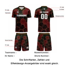 Benutzerdefinierte Schwarz Rot Gradient Trikots für Männer Frauen Personalisierte Fußball Uniformen für Erwachsene und Kind