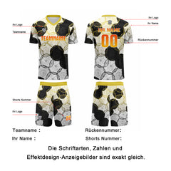 Benutzerdefinierte Weiß Schwarz Gelb Gradient Trikots für Männer Frauen Personalisierte Fußball Uniformen für Erwachsene und Kind