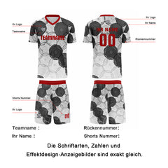 Benutzerdefinierte Weiß Rot Grau Trikots für Männer Frauen Personalisierte Fußball Uniformen für Erwachsene und Kind