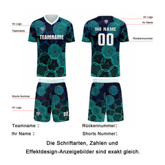 Benutzerdefinierte Schwarz Cyan Trikots für Männer Frauen Personalisierte Fußball Uniformen für Erwachsene und Kind