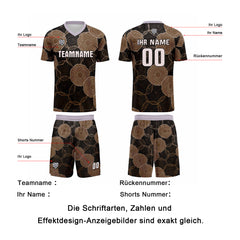 Benutzerdefinierte Schwarz Braun Trikots für Männer Frauen Personalisierte Fußball Uniformen für Erwachsene und Kind