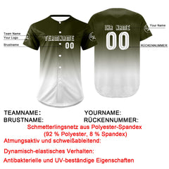 Benutzerdefiniert Grün Weiß Personalisierter Baseball Jersey mit Farbverlauf Team Uniform mit Namen und Nummer