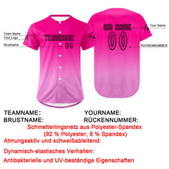 Benutzerdefiniert Fuchsia Rosa Personalisierter Baseball Jersey mit Farbverlauf Team Uniform mit Namen und Nummer
