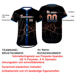 Benutzerdefiniert Schwarz Marine Blau Personalisierter Baseball Jersey mit Farbverlauf Team Uniform mit Namen und Nummer
