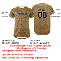 Benutzerdefiniert Altes Gold Marine Personalisierter Baseball Jersey mit Farbverlauf Team Uniform mit Namen und Nummer