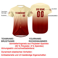 Benutzerdefiniert Weiß Rot Personalisierter Baseball Jersey mit Farbverlauf Team Uniform mit Namen und Nummer