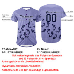 Benutzerdefiniert Lichtlila Dunkellila Personalisierter Baseball Jersey mit Farbverlauf Team Uniform mit Namen und Nummer