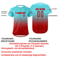 Benutzerdefiniert Blau Rot Personalisierter Baseball Jersey mit Farbverlauf Team Uniform mit Namen und Nummer
