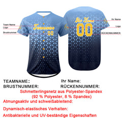Benutzerdefiniert Hellblau Personalisierter Baseball Jersey mit Farbverlauf Team Uniform mit Namen und Nummer