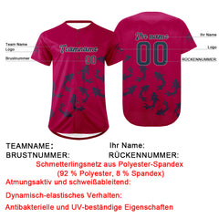 Benutzerdefiniert Hellrosa Dunkelblau Personalisierter Baseball Jersey mit Farbverlauf Team Uniform mit Namen und Nummer