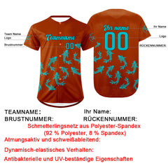 Benutzerdefiniert Orange Cyan Personalisierter Baseball Jersey mit Farbverlauf Team Uniform mit Namen und Nummer
