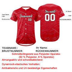 Benutzerdefiniert Rot Weiß Personalisierter Baseball Jersey mit Farbverlauf Team Uniform mit Namen und Nummer