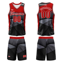 Benutzerdefinierter Schwarz Rot Basketball Jersey Uniform Anzug gedruckt Ihr Logo Name Nummer