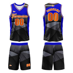 Benutzerdefinierter Schwarz Blau Basketball Jersey Uniform Anzug gedruckt Ihr Logo Name Nummer