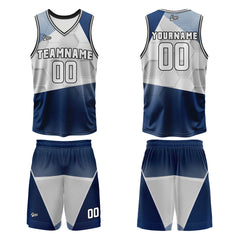 Benutzerdefinierter Marine Grau Basketball Jersey Uniform Anzug gedruckt Ihr Logo Name Nummer